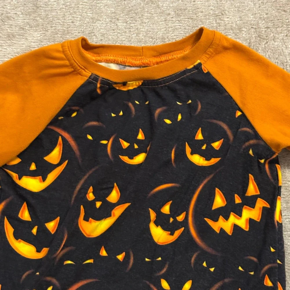 Lil Walters Halloween Pumpkin Raglan Shirt Toddler 18-24M Jack-O-Lantern Top
